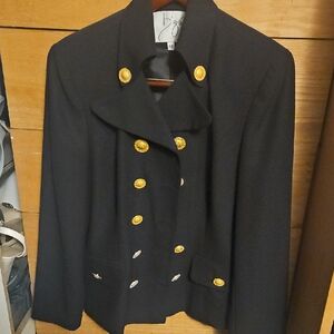 Chic Black Blazer with Gold Accents